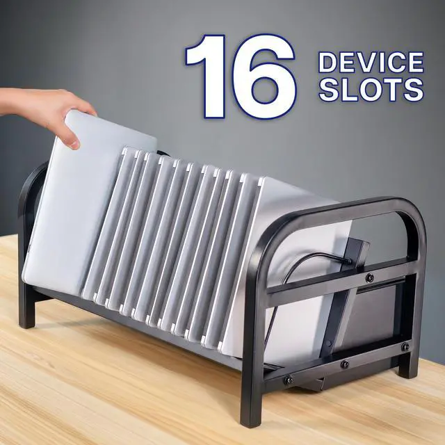 Alt view image 5 of 7 - VIVO 16-Bay Laptop and Tablet Open Charging Station with Locking Compartment