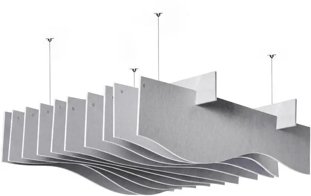 Main image of VIVO Light Gray 47 x 14 Sound Absorber Panel, Acoustic Ceiling Waffle Wave