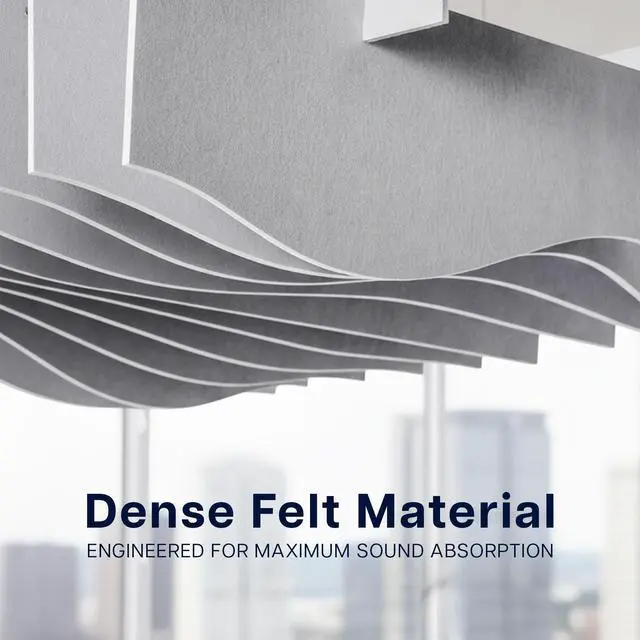 Alt view image 4 of 7 - VIVO Light Gray 47 x 14 Sound Absorber Panel, Acoustic Ceiling Waffle Wave