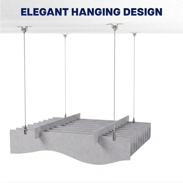 Alt view image 6 of 7 - VIVO Light Gray 47 x 14 Sound Absorber Panel, Acoustic Ceiling Waffle Wave