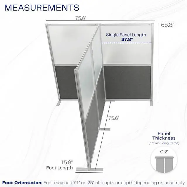 Alt view image 3 of 7 - VIVO T-Shaped Modular Wall System, 4 PET/Acrylic Panels, Office Cubicle Dividers