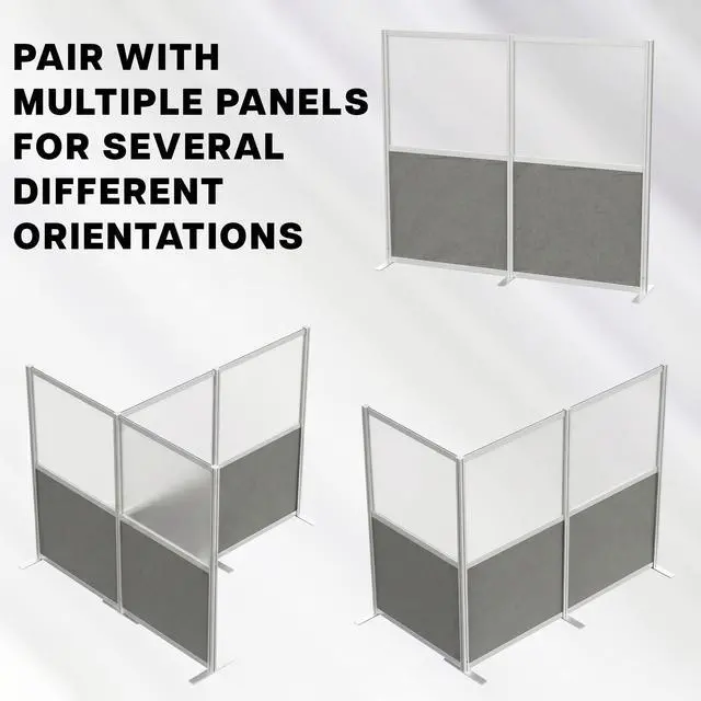 Alt view image 5 of 7 - VIVO T-Shaped Modular Wall System, 4 PET/Acrylic Panels, Office Cubicle Dividers