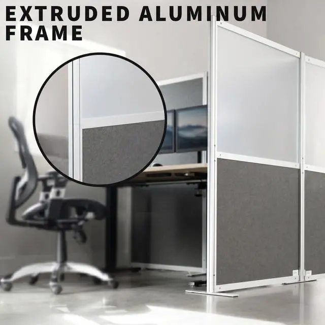 Alt view image 6 of 7 - VIVO T-Shaped Modular Wall System, 4 PET/Acrylic Panels, Office Cubicle Dividers