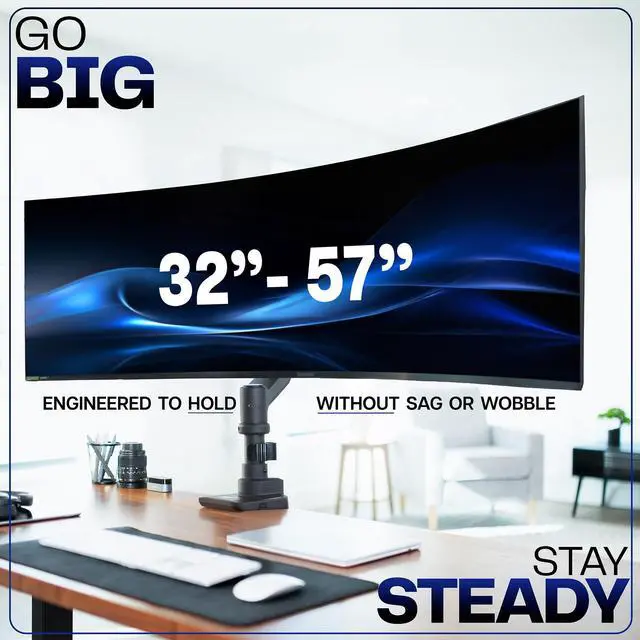 Alt view image 3 of 7 - Single Ultra Wide Monitor Pneumatic Spring Desk Mount Stand, Max VESA 100x100