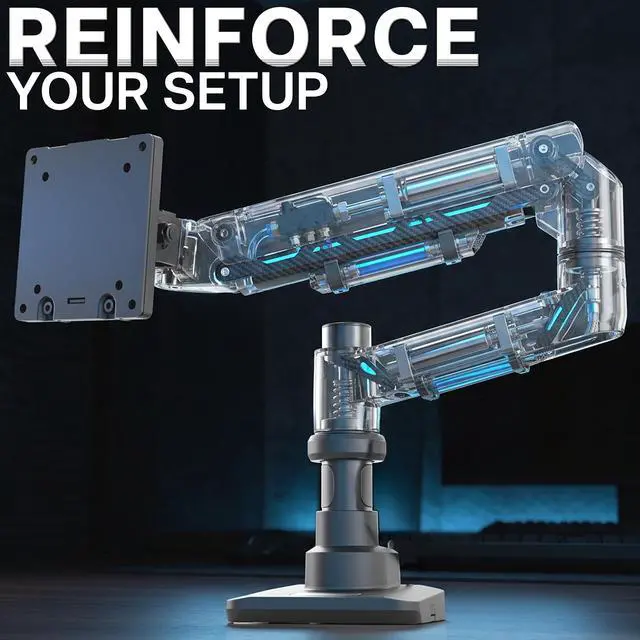 Alt view image 6 of 7 - Single Ultra Wide Monitor Pneumatic Spring Desk Mount Stand, Max VESA 100x100