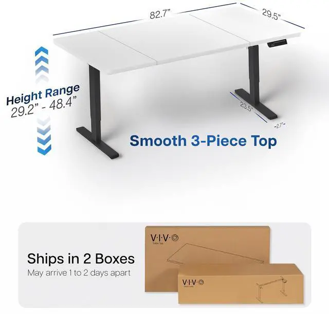 Alt view image 4 of 7 - VIVO Electric 83 x 30 Stand Up Desk Workstation, White Table Top, Black Frame