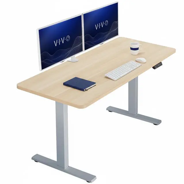 Main image of VIVO Electric 60 x 24 Stand Up Desk, Light Wood Table Top, Gray Frame