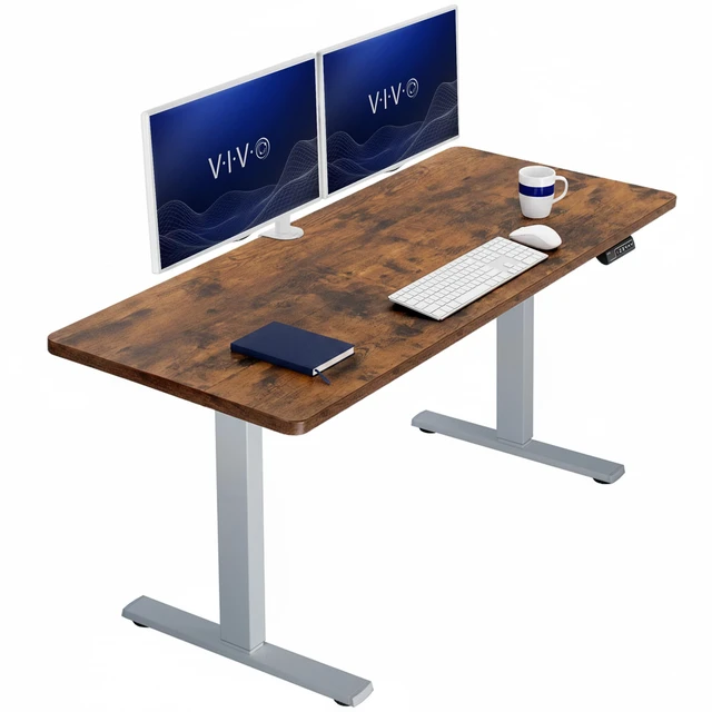 Main image of VIVO Electric 60 x 24 Stand Up Desk, Vintage Brown Table Top, Gray Frame