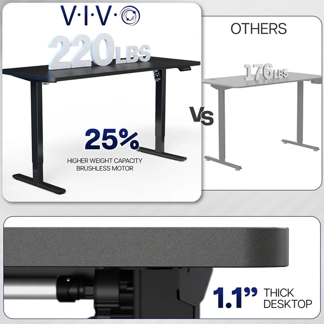 Alt view image 5 of 7 - VIVO Electric 60 x 24 Stand Up Desk, Vintage Brown Table Top, Gray Frame