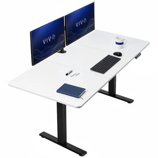 Main image of VIVO Electric 71 x 30 Stand Up Desk, White Dry Erase Table Top, Black Frame