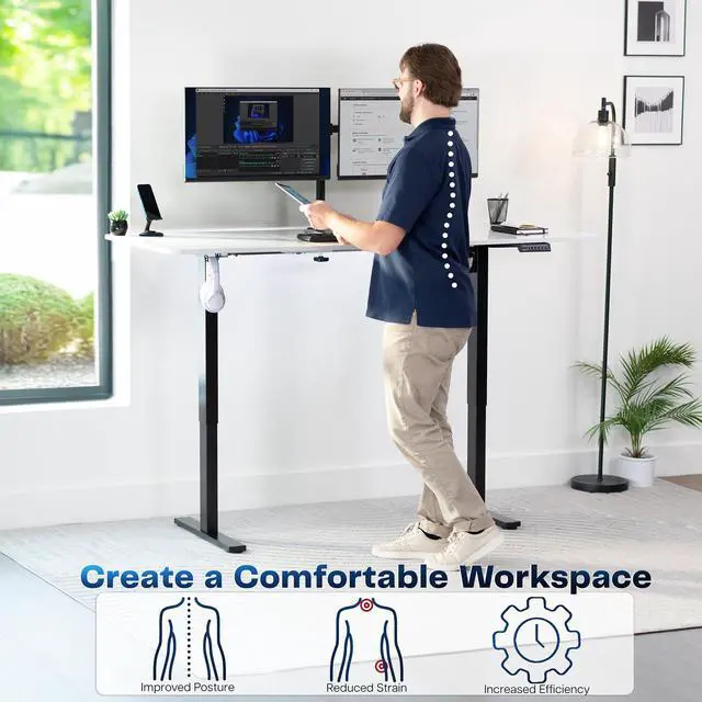 Alt view image 3 of 7 - VIVO Electric 71 x 30 Stand Up Desk, White Dry Erase Table Top, Black Frame