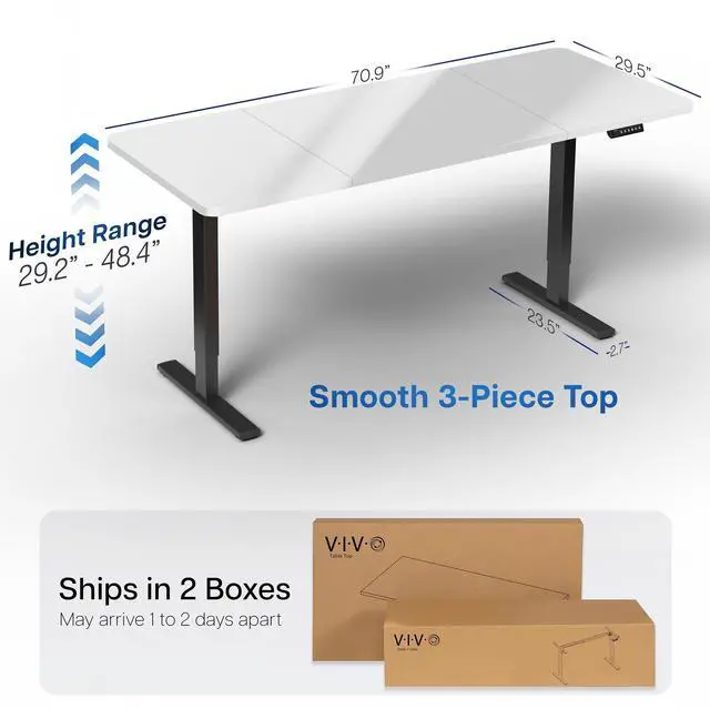 Alt view image 4 of 7 - VIVO Electric 71 x 30 Stand Up Desk, White Dry Erase Table Top, Black Frame