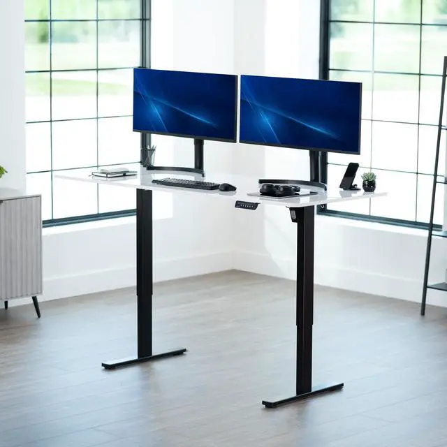 Alt view image 2 of 7 - VIVO Electric 71 x 30 Stand Up Desk, White Dry Erase Table Top, Black Frame