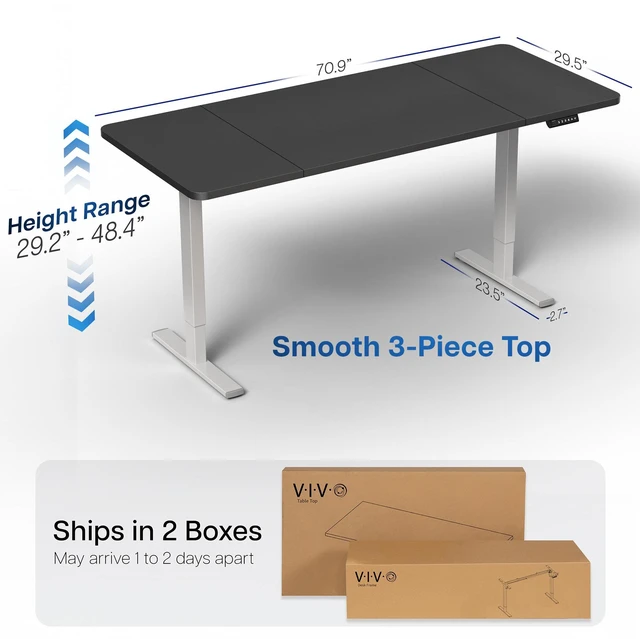 Alt view image 4 of 7 - VIVO Electric 71 x 30 Stand Up Desk Workstation, Black Table Top, Gray Frame