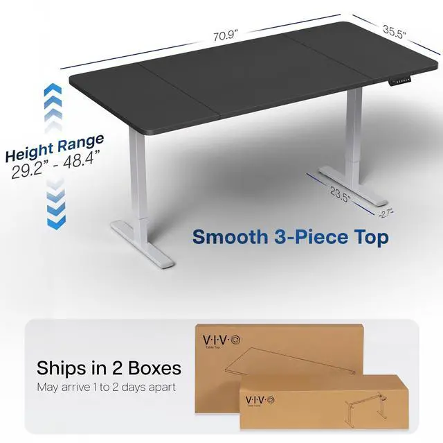 Alt view image 4 of 7 - VIVO Electric 71 x 36 Stand Up Desk, Black Table Top, Gray Frame