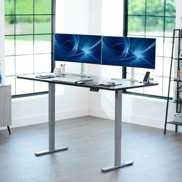 Alt view image 2 of 7 - VIVO Electric 71 x 36 Stand Up Desk, Black Table Top, Gray Frame
