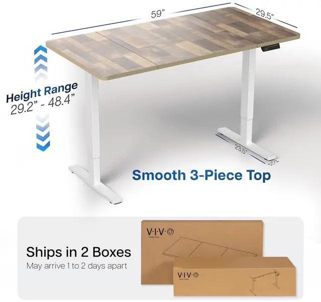 Alt view image 4 of 7 - VIVO Electric 60 x 30 Stand Up Desk, Reclaimed Wood Top, White Frame