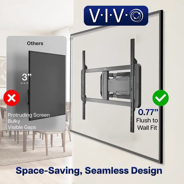 Alt view image 4 of 7 - VIVO Ultra Slim TV Mount, Fully Adjustable Telescoping, 46"-100" Screens