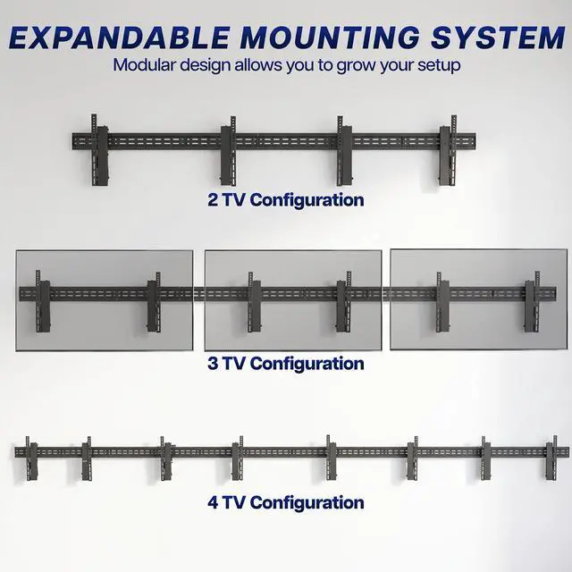 Alt view image 6 of 7 - VIVO Pop-Out 1x3 Video Wall Mount, Triple TV Wall Mount 3 TV Screens 37-65