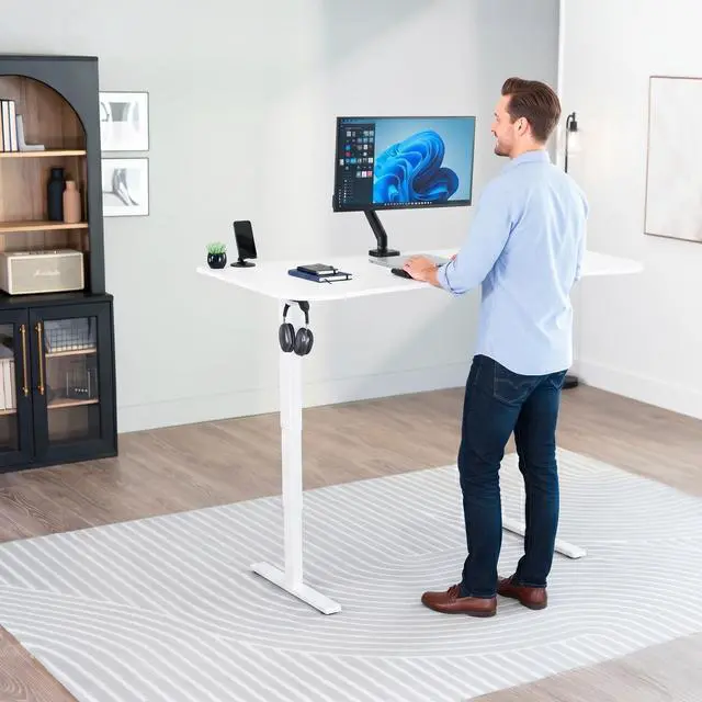 Alt view image 2 of 7 - VIVO White 63 x 32 Electric Height Adjustable Stand Up Desk