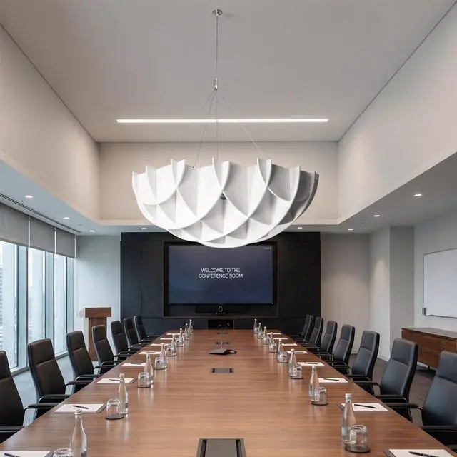 Alt view image 2 of 7 - VIVO White 43.25 x 16.8 Semi Circle Hanging Acoustic Sound Panel