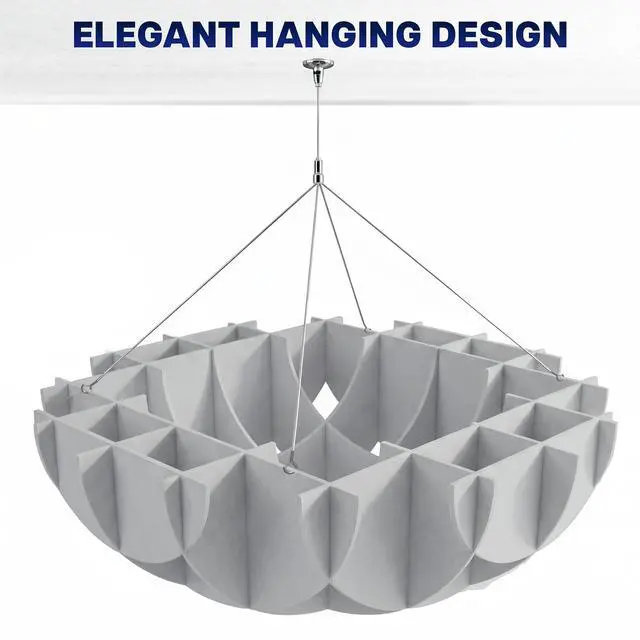Alt view image 6 of 7 - VIVO Light Gray 43.25 x 16.8 Semi Circle Hanging Acoustic Sound Panel