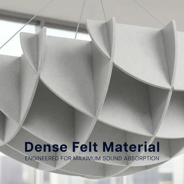 Alt view image 3 of 7 - VIVO Light Gray 43.25 x 16.8 Semi Circle Hanging Acoustic Sound Panel