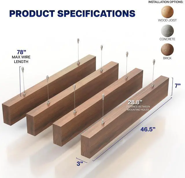 Alt view image 4 of 7 - VIVO Walnut Wood Grain PET Baffles, Acoustic Ceiling Beams, 47" x 7", 4-Pack