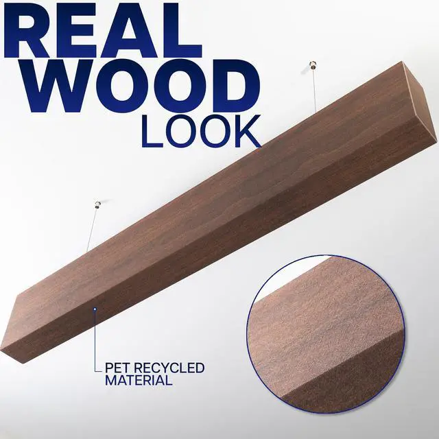 Alt view image 7 of 7 - VIVO Walnut Wood Grain PET Baffles, Acoustic Ceiling Beams, 47" x 7", 4-Pack