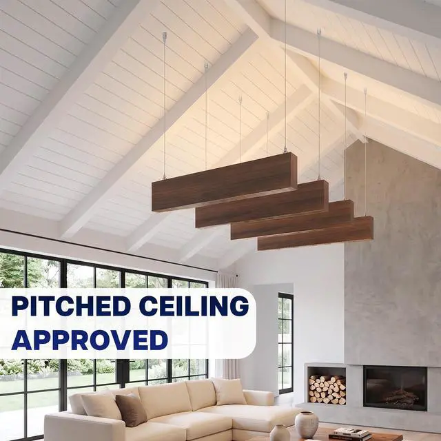 Alt view image 5 of 7 - VIVO Walnut Wood Grain PET Baffles, Acoustic Ceiling Beams, 47" x 7", 4-Pack