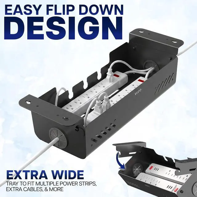 Alt view image 5 of 7 - VIVO 19.4" Screw-On Under Desk Cable Management Box, Flip-Open Lid, Holds 11lbs