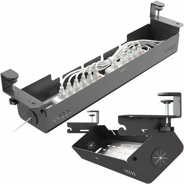 Main image of VIVO 35" Clamp-On Under-Desk Cable Management Box, Flip-Open Lid, Holds 11lbs