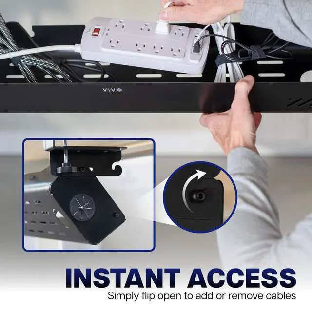 Alt view image 3 of 7 - VIVO 35" Clamp-On Under-Desk Cable Management Box, Flip-Open Lid, Holds 11lbs