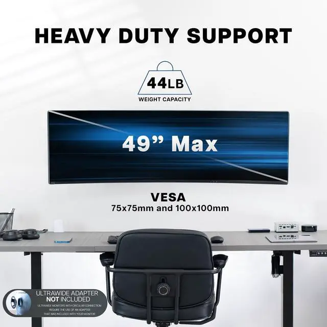Alt view image 6 of 7 - VIVO Ultrawide Heavy Duty Monitor Mount Wall Bracket, Screens up to 49