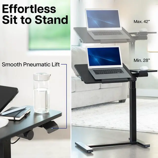 Alt view image 5 of 7 - VIVO 28 x 16 Rolling Tilting Desk, Height Adjustable, 2 Caster Options