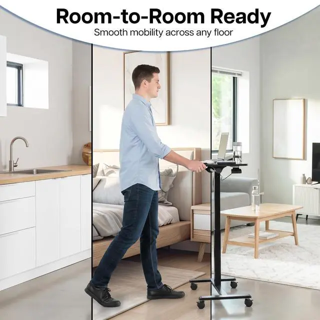Alt view image 6 of 7 - VIVO 28 x 16 Rolling Tilting Desk, Height Adjustable, 2 Caster Options