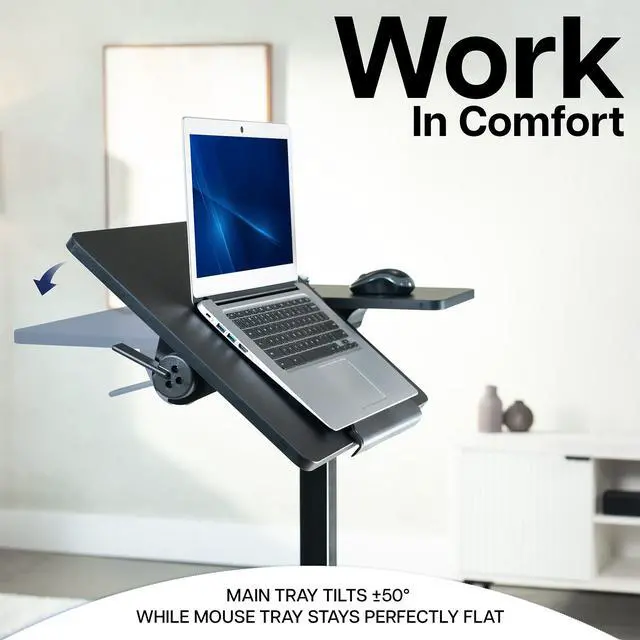 Alt view image 7 of 7 - VIVO 28 x 16 Rolling Tilting Desk, Height Adjustable, 2 Caster Options