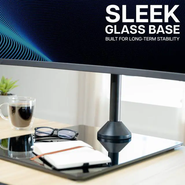 Alt view image 3 of 7 - VIVO Triple Monitor Stand for Desk with Glass Base, Holds 3 Screens up to 32"