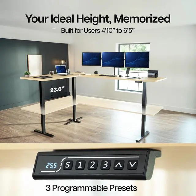 Alt view image 5 of 7 - VIVO Electric Triple Motor 3 Leg L or I-Shaped Sit-Stand Desk Frame