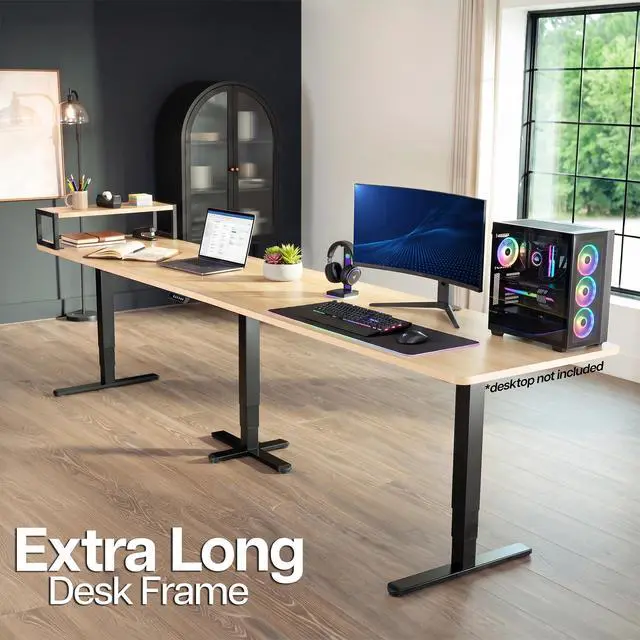 Alt view image 2 of 7 - VIVO Electric Triple Motor 3 Leg L or I-Shaped Sit-Stand Desk Frame