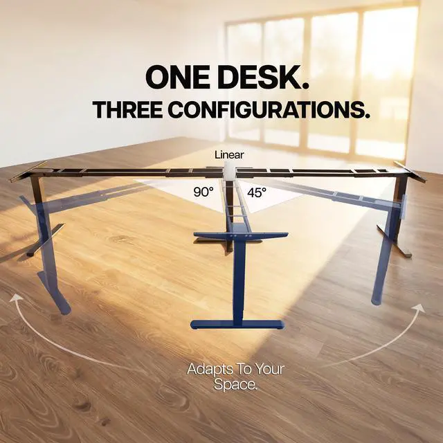 Alt view image 4 of 7 - VIVO Electric Triple Motor 3 Leg L or I-Shaped Sit-Stand Desk Frame