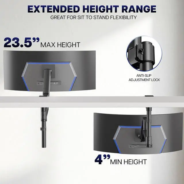 Alt view image 4 of 7 - VIVO Under-Surface Clamp Monitor Arm Mount, Fits Screens 17"-32, 33lbs Capacity