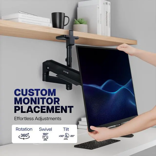 Alt view image 5 of 7 - VIVO Under-Surface Clamp Monitor Arm Mount, Fits Screens 17"-32, 33lbs Capacity
