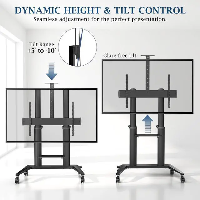 Alt view image 6 of 7 - VIVO PRO Premium Heavy-Duty Mobile TV Cart, 32"-120" Screens up to 308 lbs