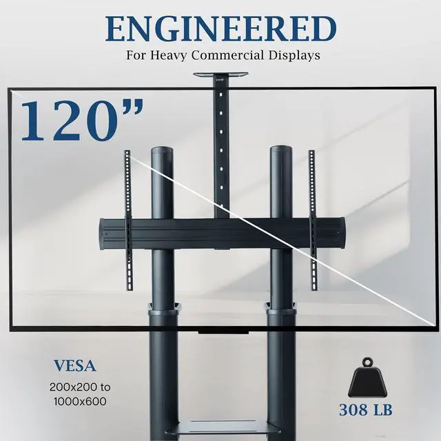 Alt view image 7 of 7 - VIVO PRO Premium Heavy-Duty Mobile TV Cart, 32"-120" Screens up to 308 lbs