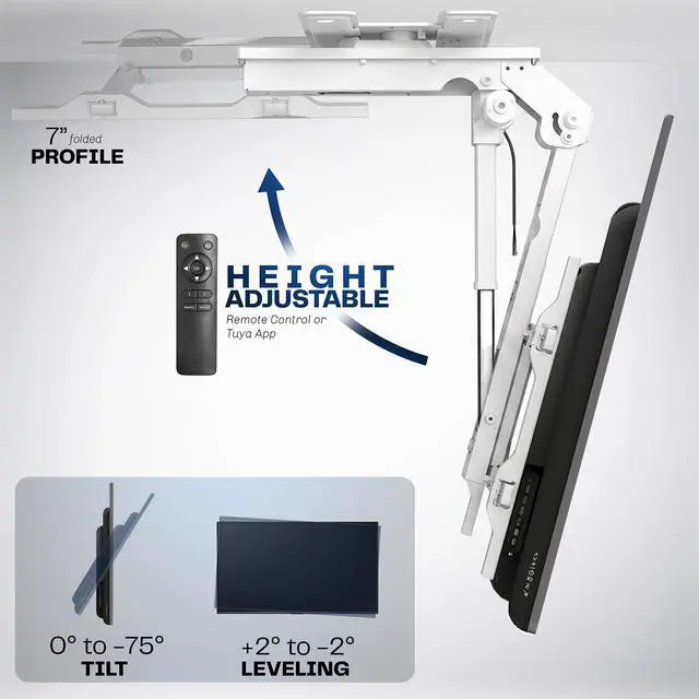 Alt view image 5 of 7 - VIVO White Electric Flip Down and Swivel Ceiling TV Mount for 37"-70" Screens