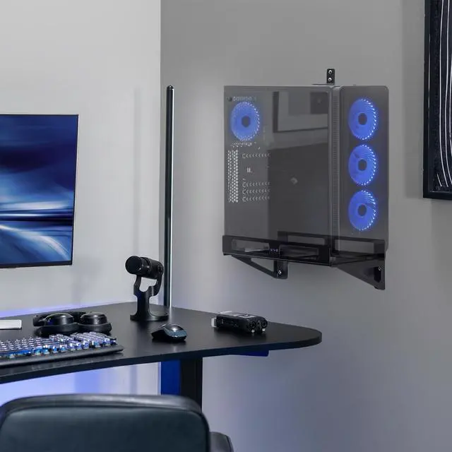 Alt view image 2 of 7 - VIVO Adjustable Deskside PC Wall Mount, PC Gaming Mount, 3 Mounting Options