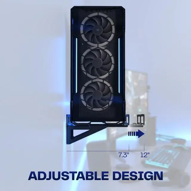 Alt view image 4 of 7 - VIVO Adjustable Deskside PC Wall Mount, PC Gaming Mount, 3 Mounting Options