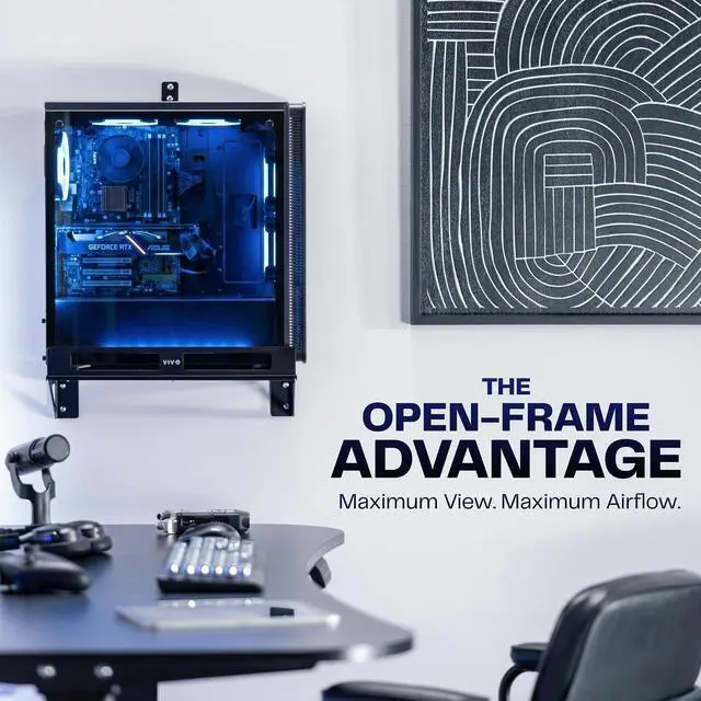 Alt view image 7 of 7 - VIVO Adjustable Deskside PC Wall Mount, PC Gaming Mount, 3 Mounting Options