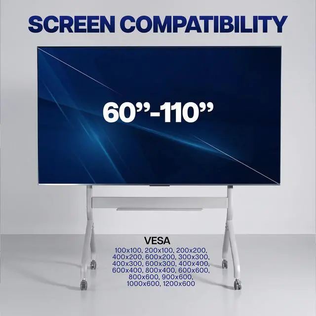 Alt view image 4 of 6 - VIVO Heavy-Duty Rolling TV Stand, Slim TV Cart with Manual Height Adjustments